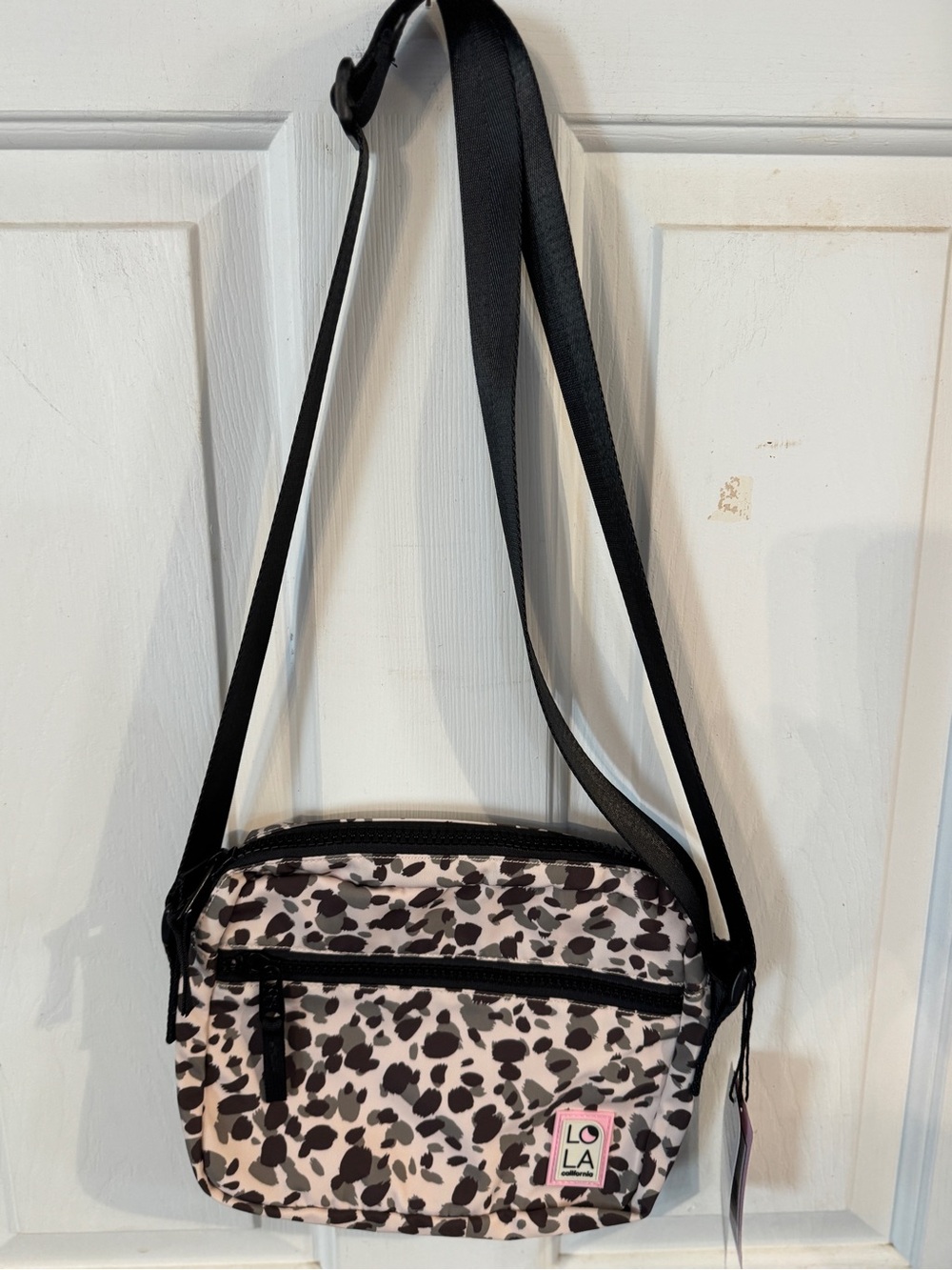 lola Pink & Black Leopard-Print Crossbody Bag